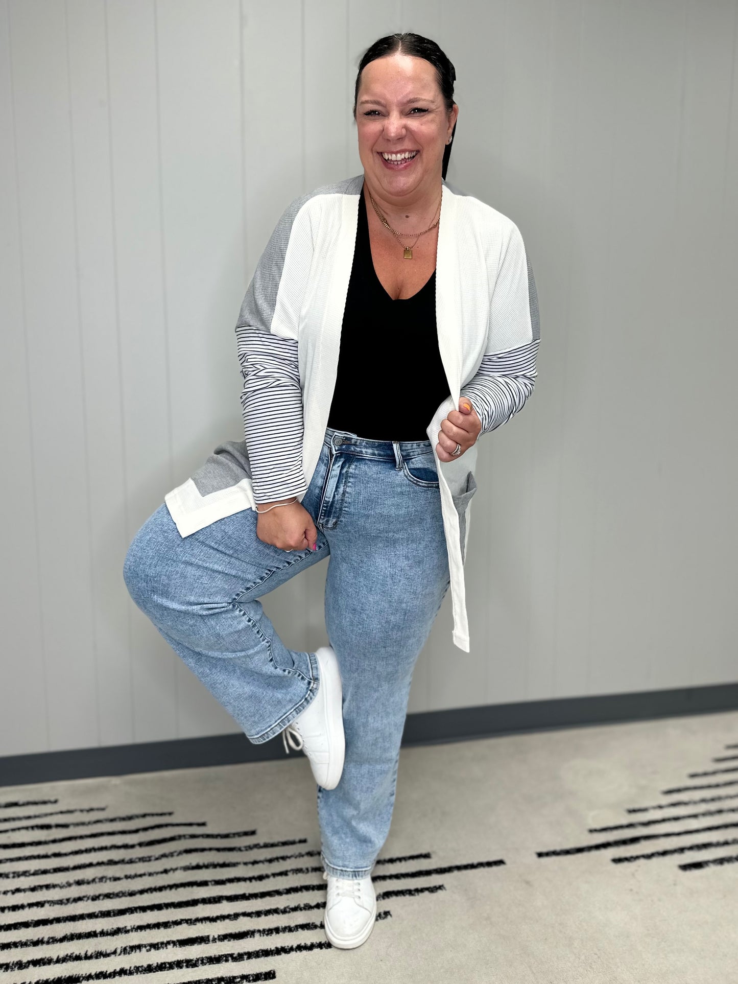 Debbie High Rise Stone Wash Straight Fit Jeans