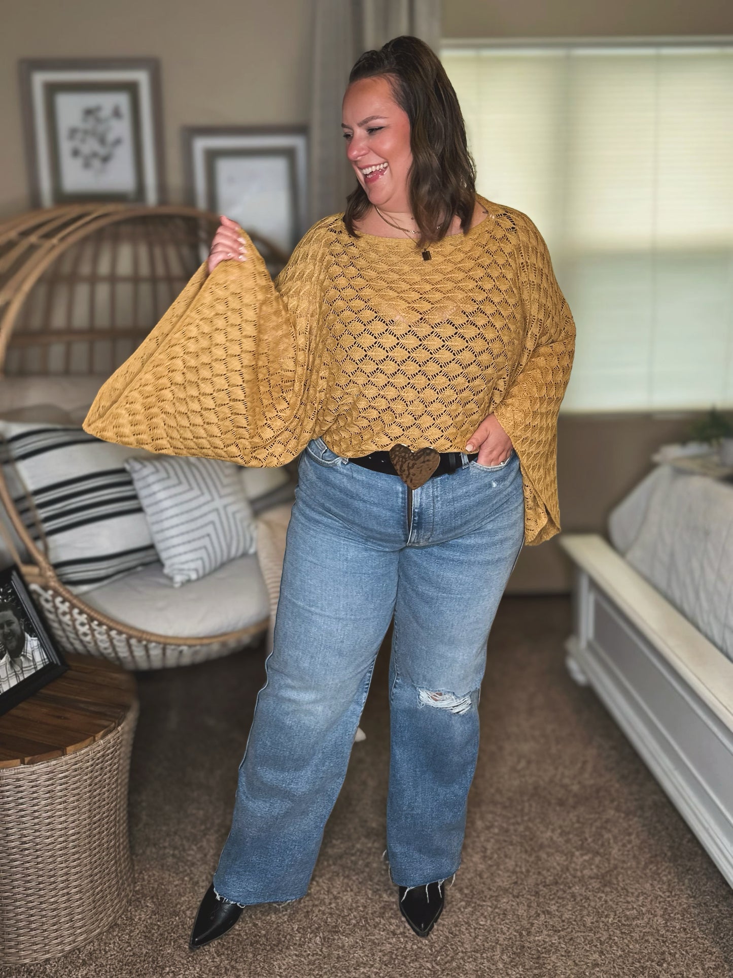 FALL COLORS FREE SPIRIT BELL SLEEVE TOP