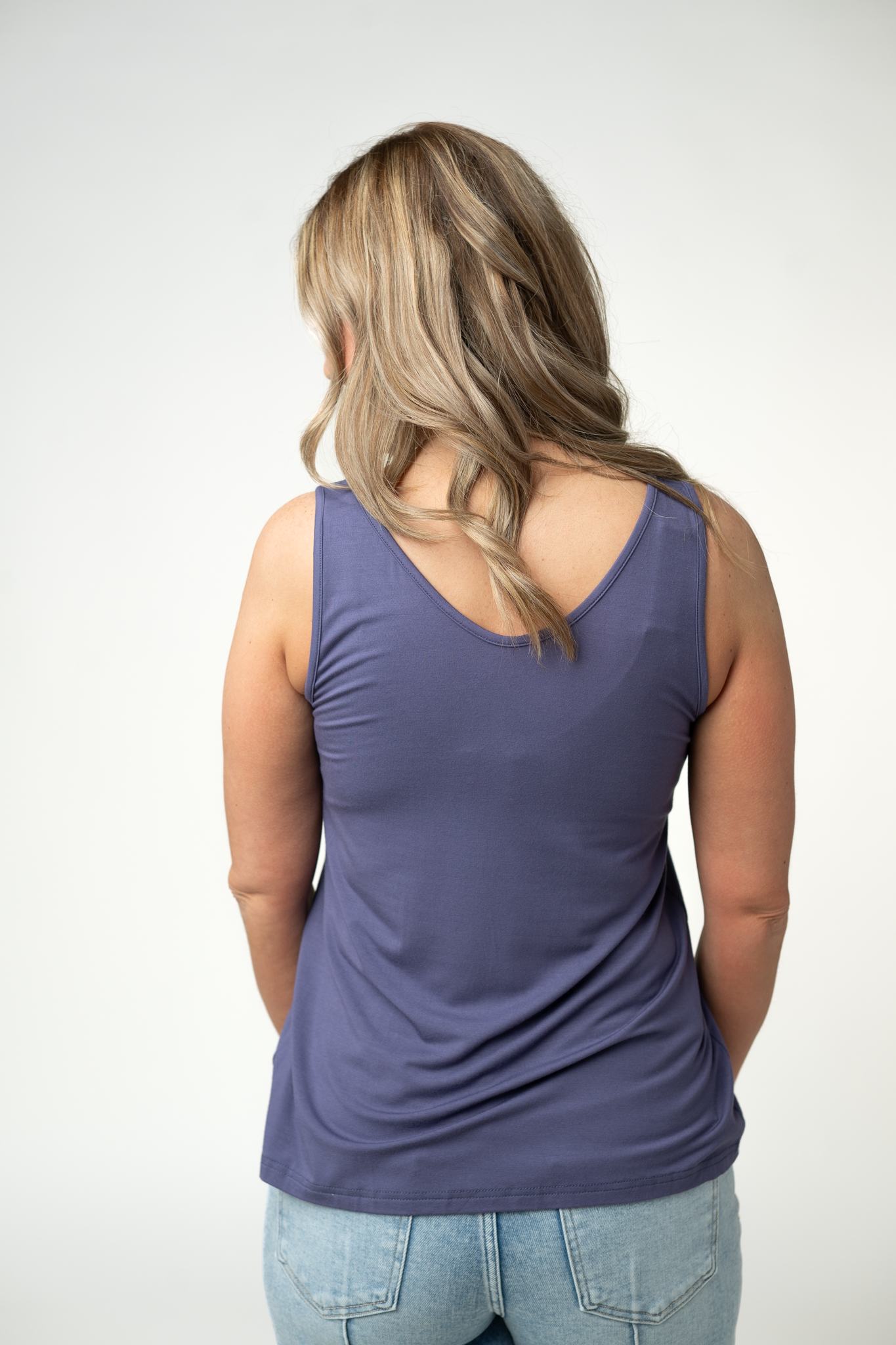 Michelle Mae Vera V Neck Tank - Slate Purple