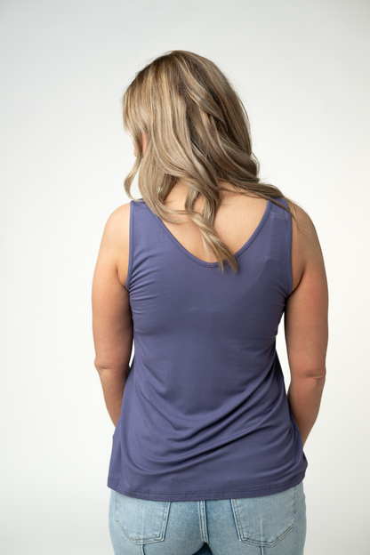 Michelle Mae Vera V Neck Tank - Slate Purple