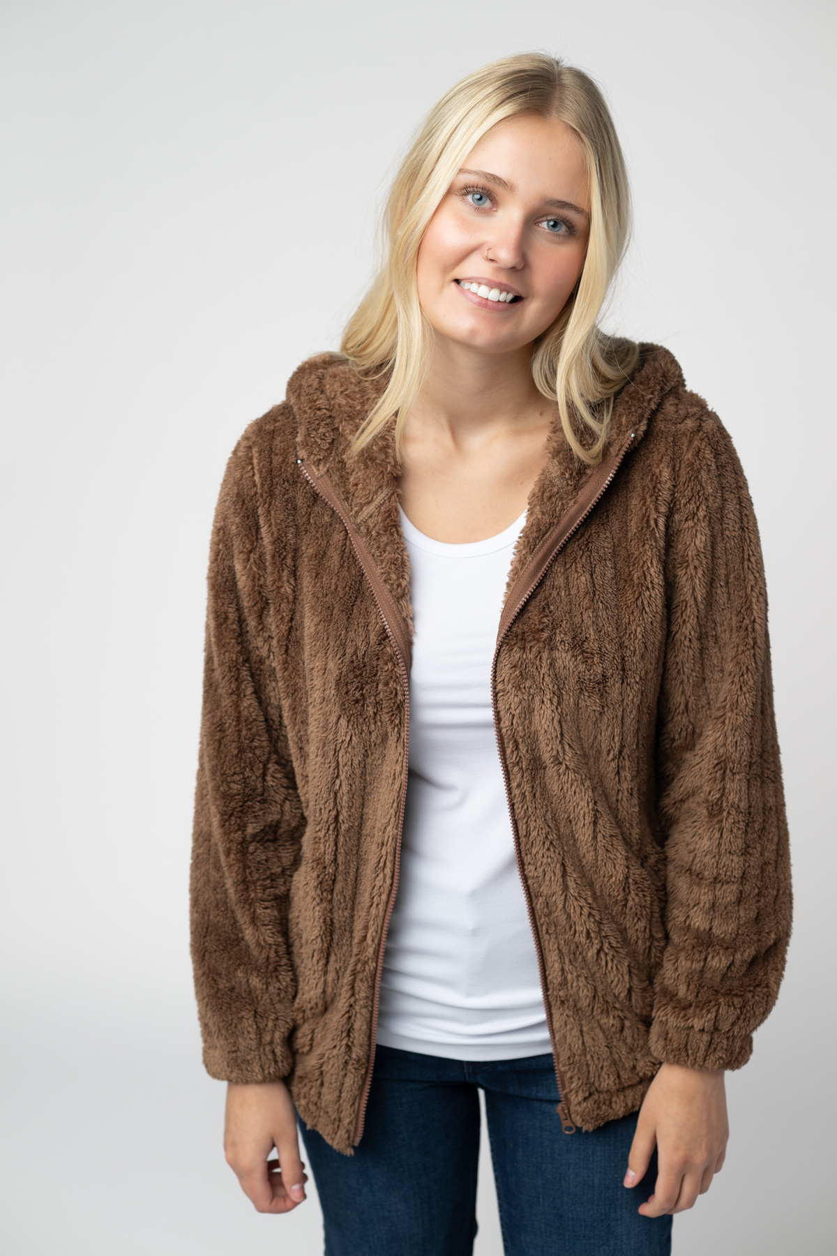 Michelle Mae Cozy Sherpa Fullzip - Mocha