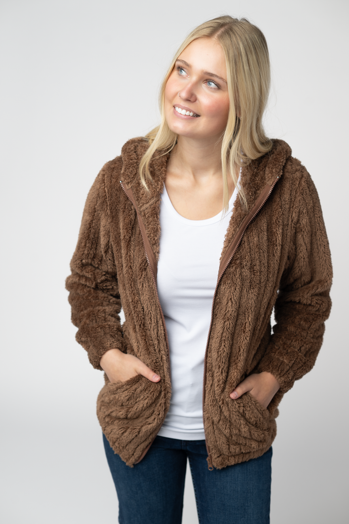 Michelle Mae Cozy Sherpa Fullzip - Mocha