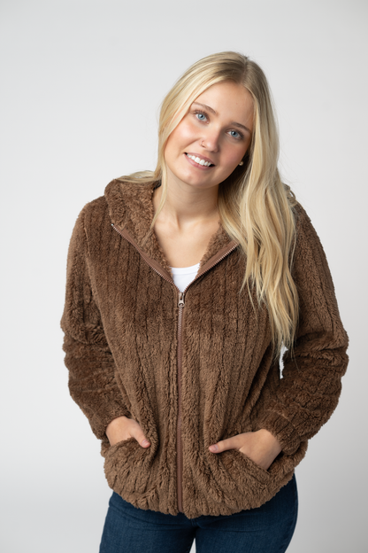 Michelle Mae Cozy Sherpa Fullzip - Mocha