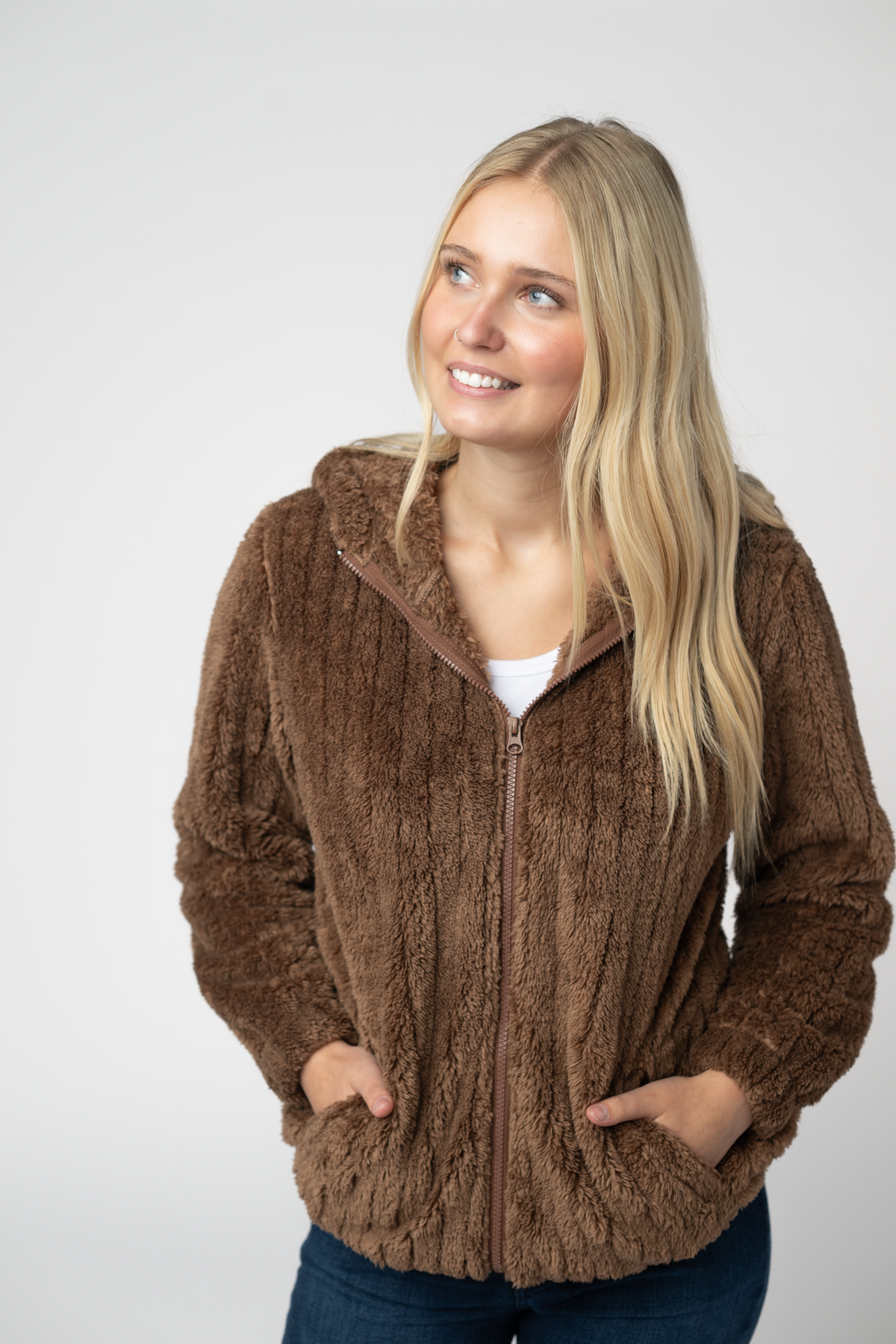 Michelle Mae Cozy Sherpa Fullzip - Mocha
