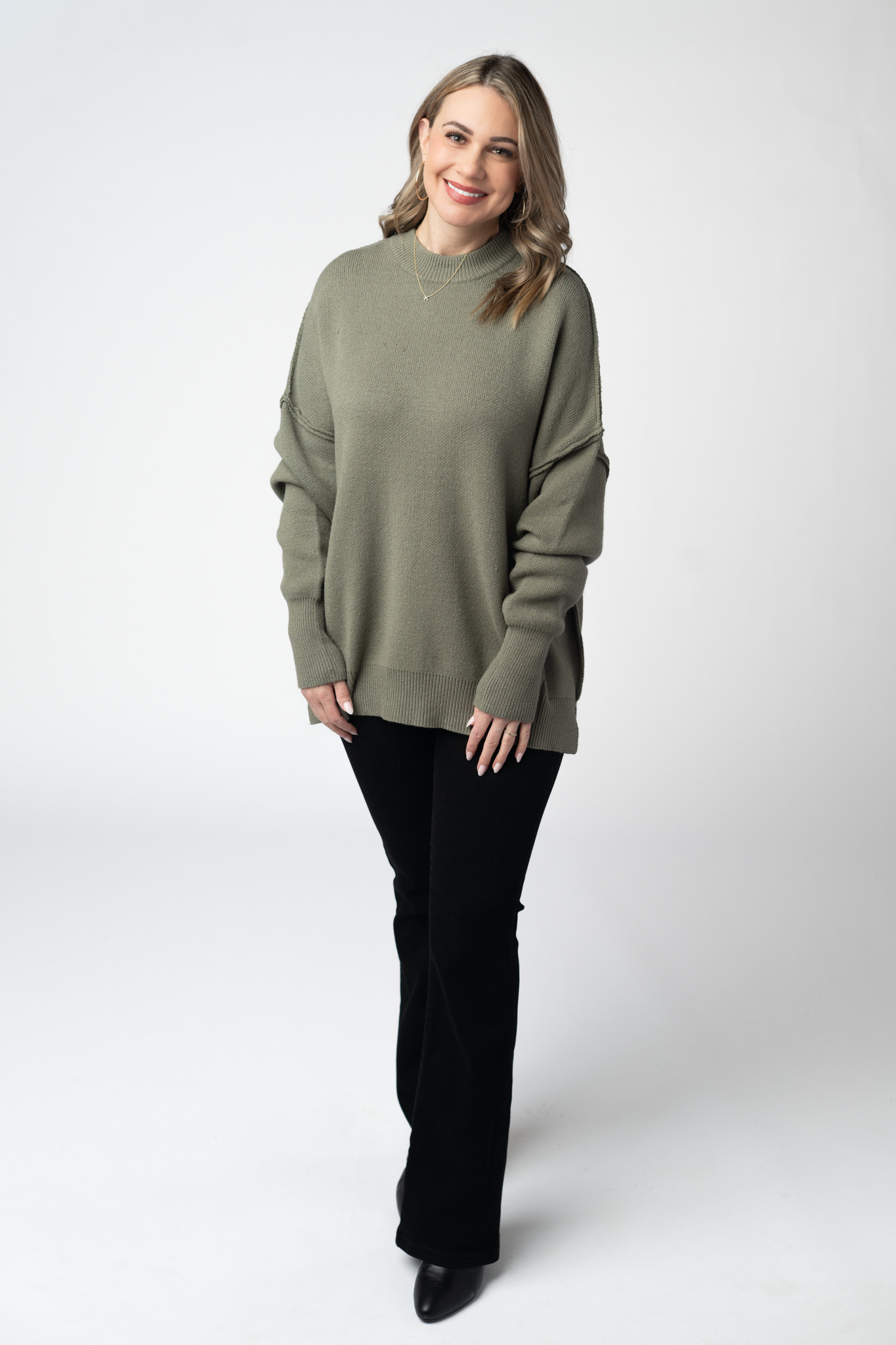 Michelle Mae Aurora Cozy Sweater - Light Olive