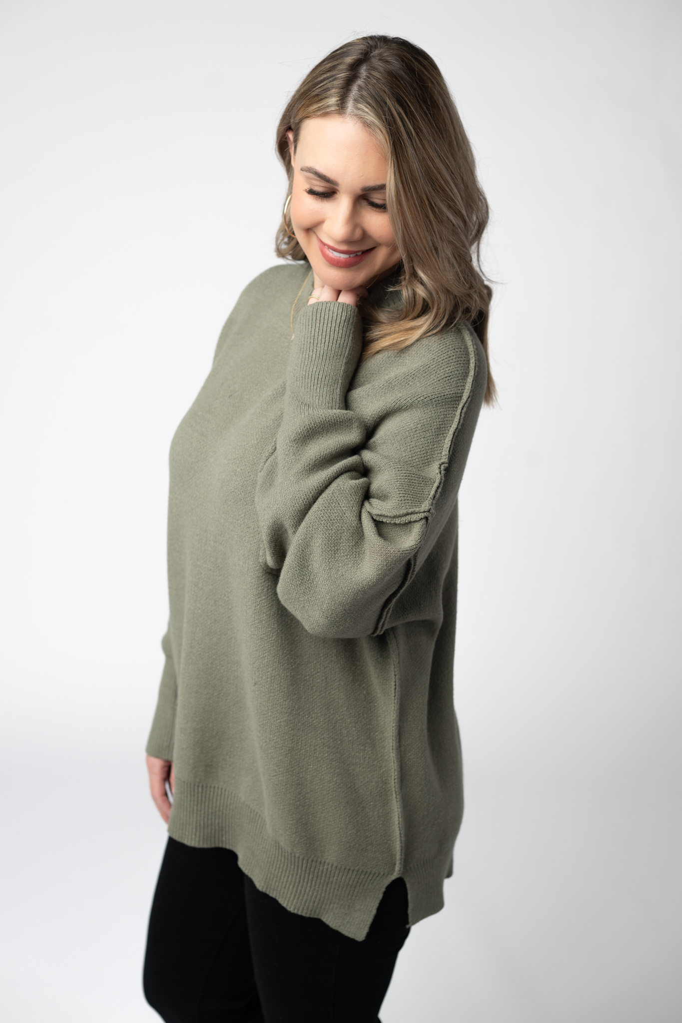 Michelle Mae Aurora Cozy Sweater - Light Olive