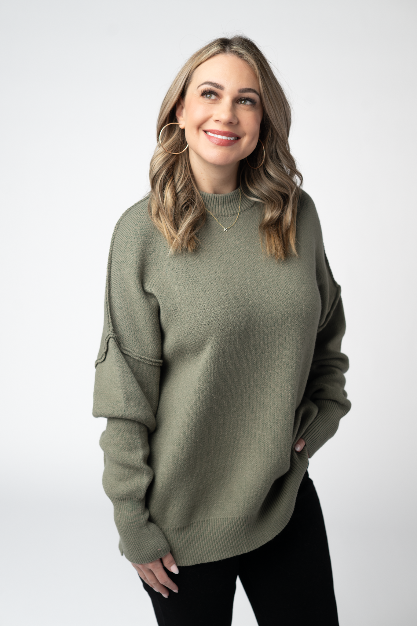 Michelle Mae Aurora Cozy Sweater - Light Olive