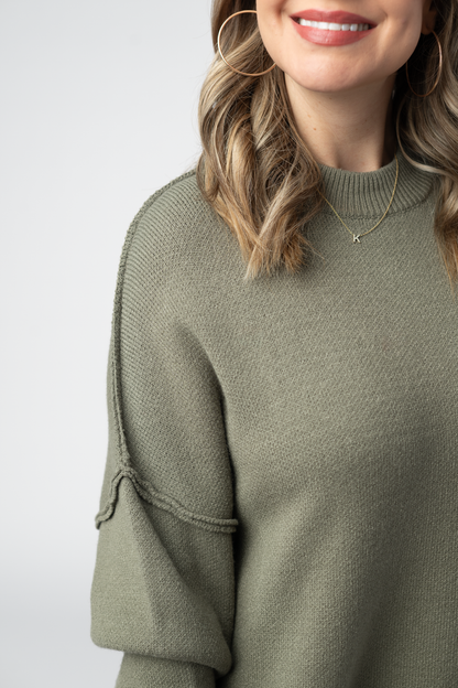 Michelle Mae Aurora Cozy Sweater - Light Olive