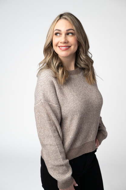 Michelle Mae Cozy Crew Sweater - Mocha