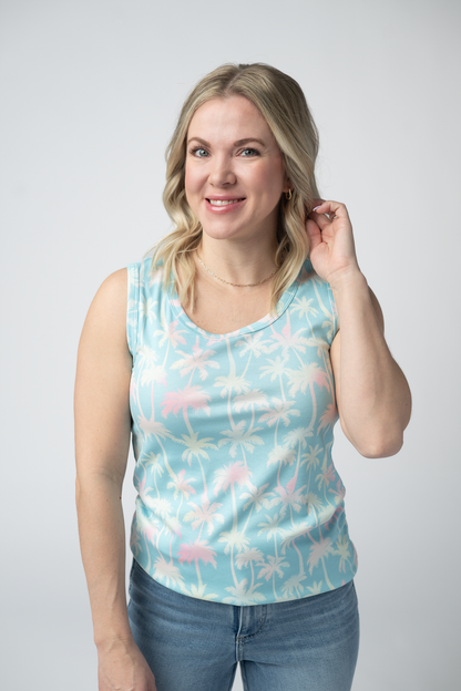 Michelle Mae Ava Tank - Aqua Palm
