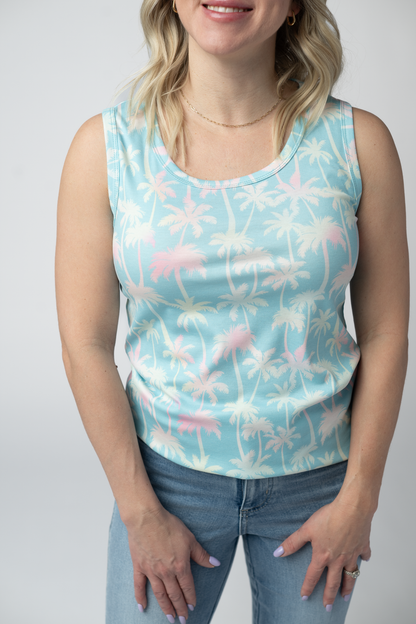 Michelle Mae Ava Tank - Aqua Palm