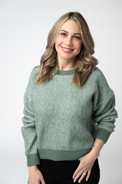 Michelle Mae Josie Cozy Crew Sweater - Sage