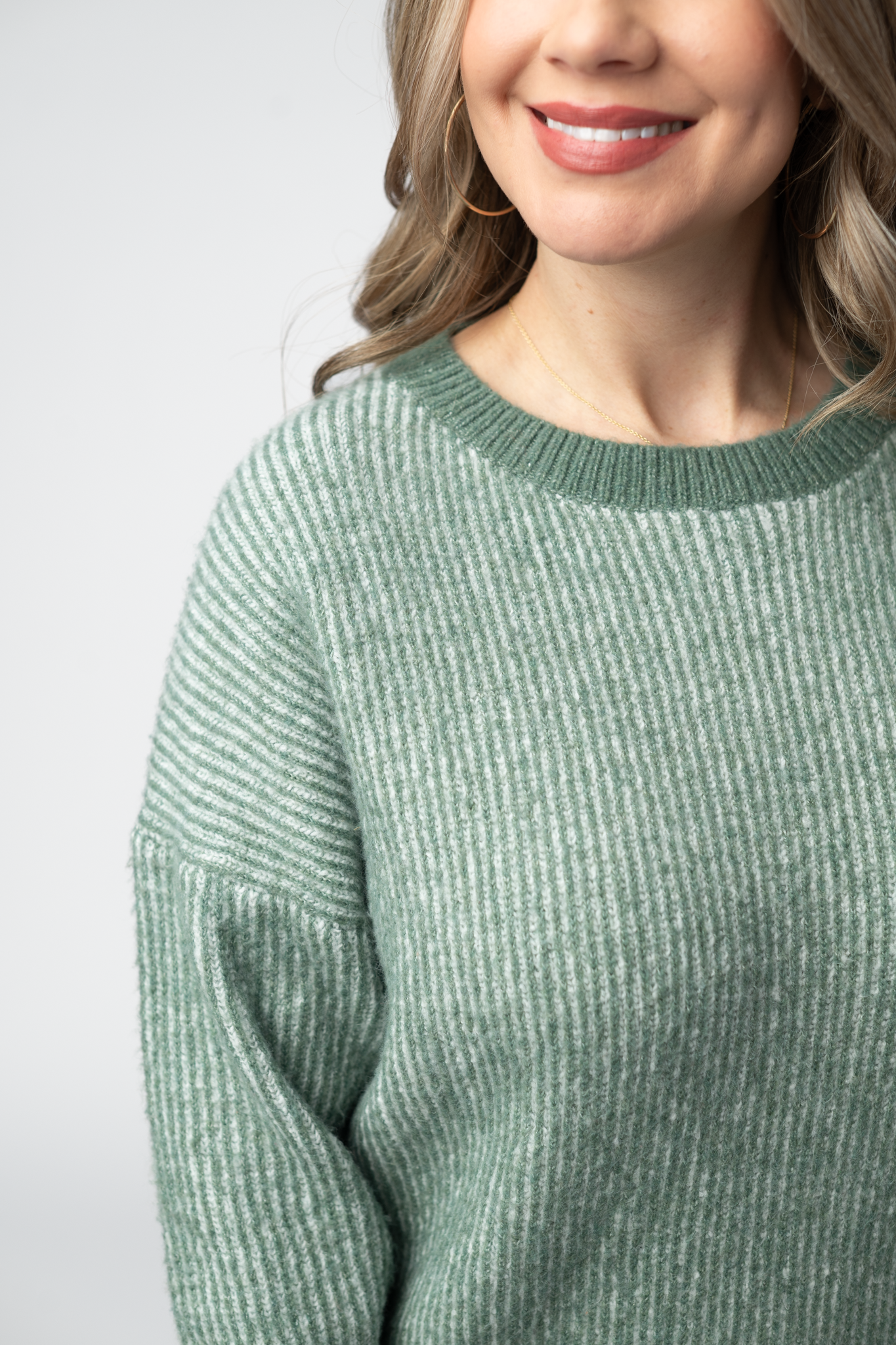 Michelle Mae Josie Cozy Crew Sweater - Sage