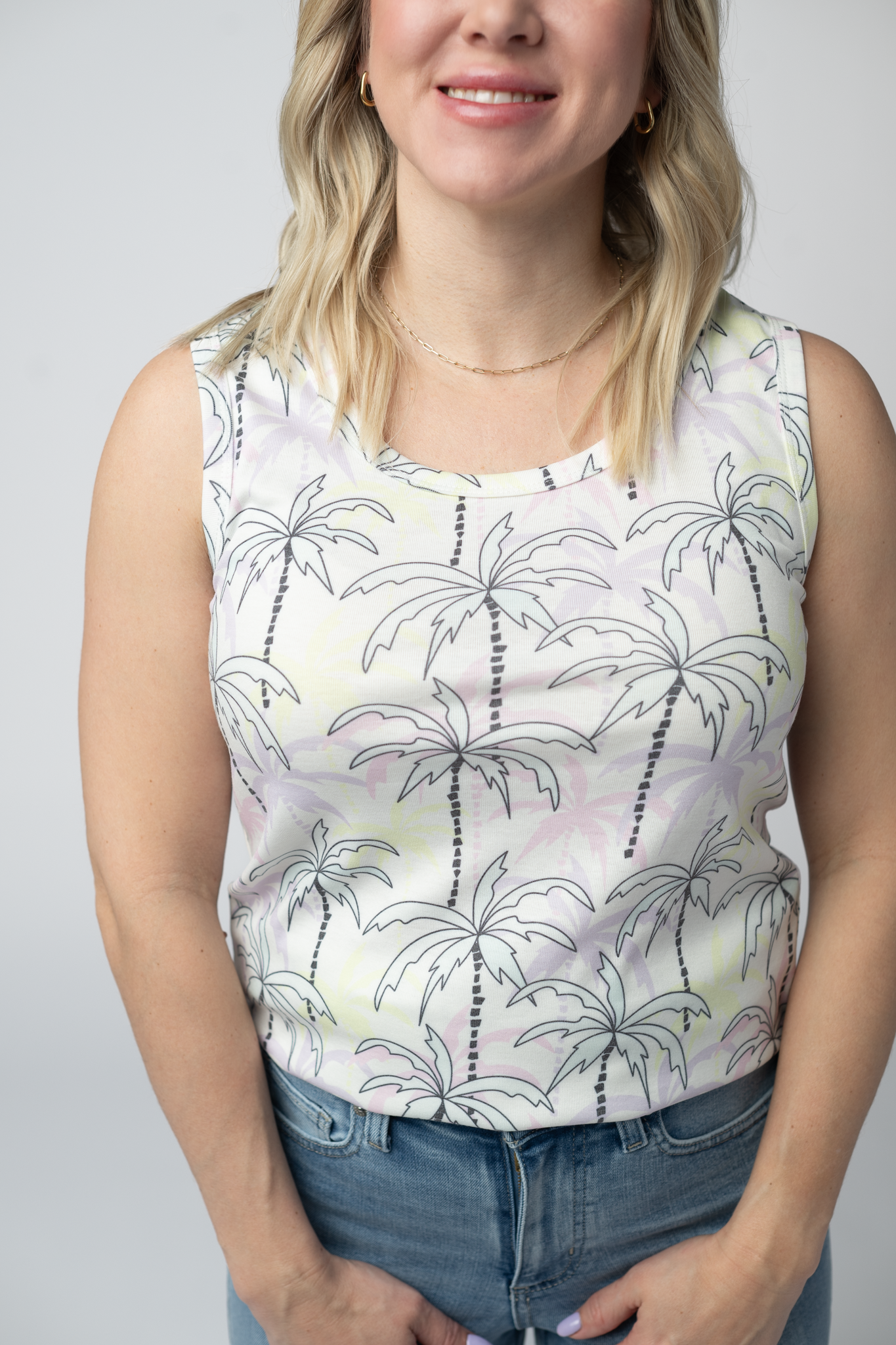 Michelle Mae Ava Tank - Neon Palm