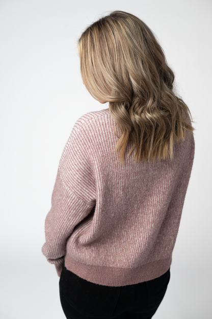 Michelle Mae Josie Cozy Crew Sweater - Dusty Rose