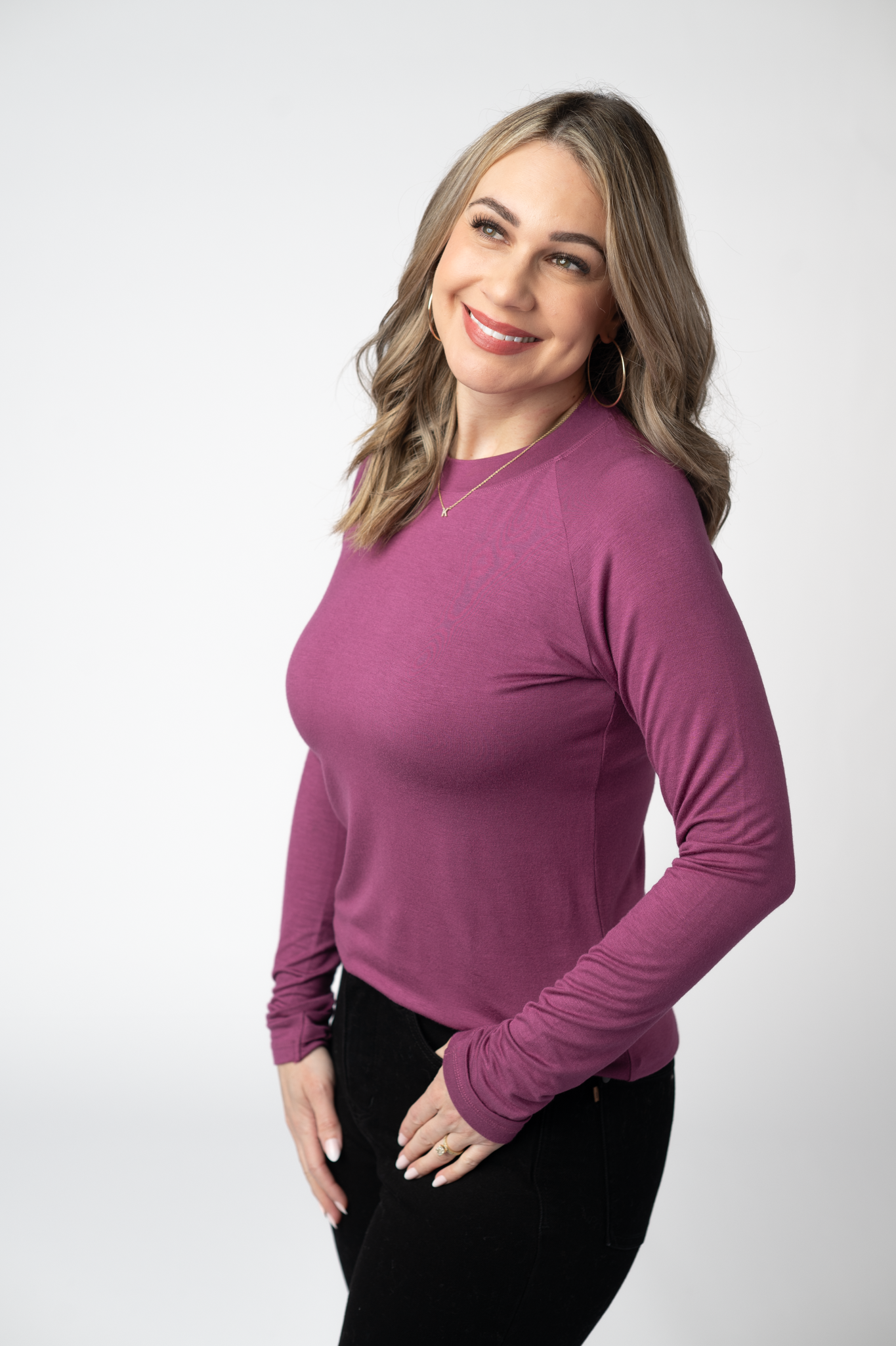 PREORDER: Michelle Mae Blair Long Sleeve Top - Mulberry