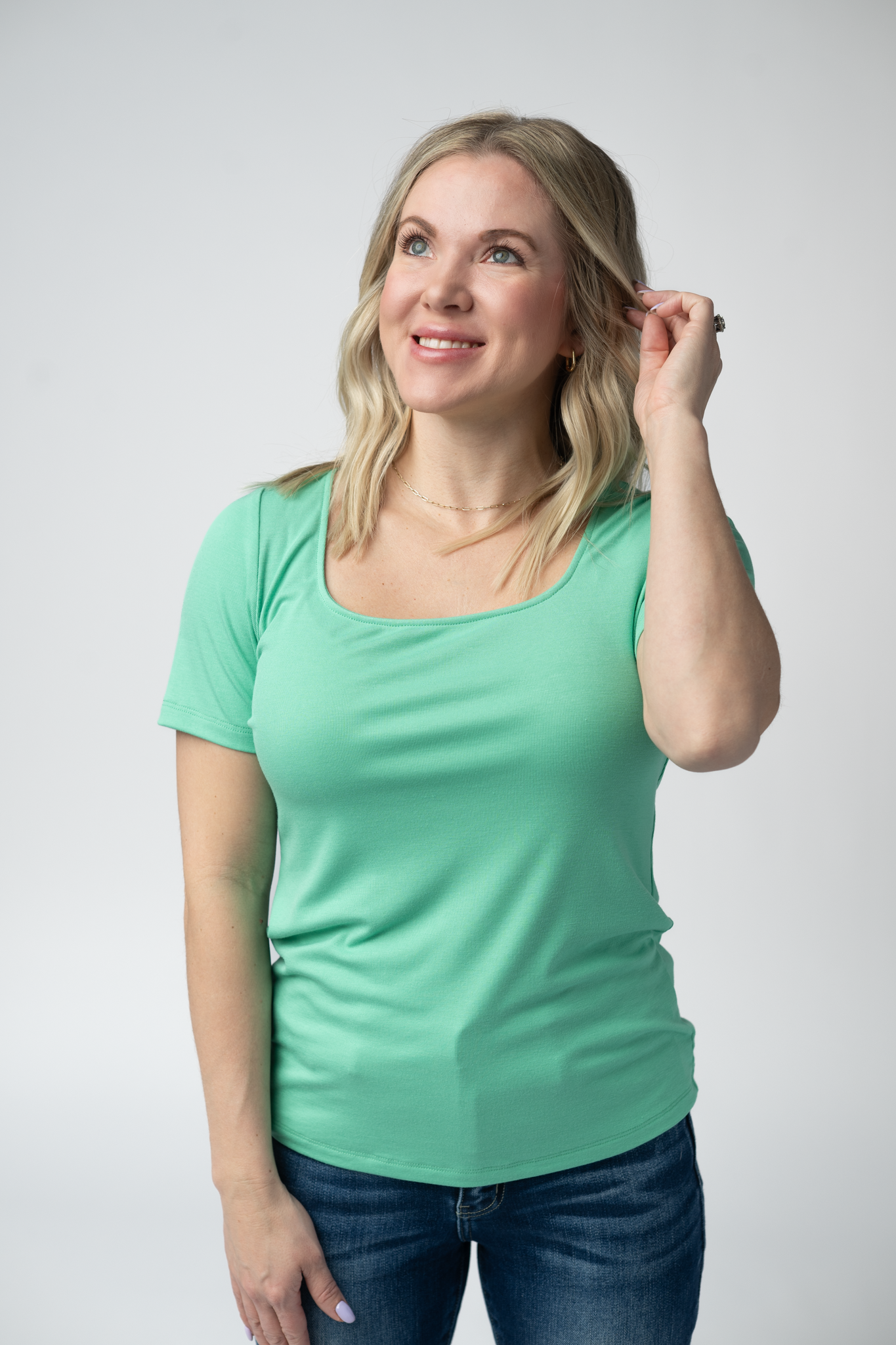 Michelle Mae Short Sleeve Alyssa Top - Aquamarine