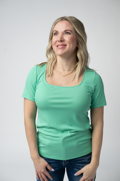 Michelle Mae Short Sleeve Alyssa Top - Aquamarine