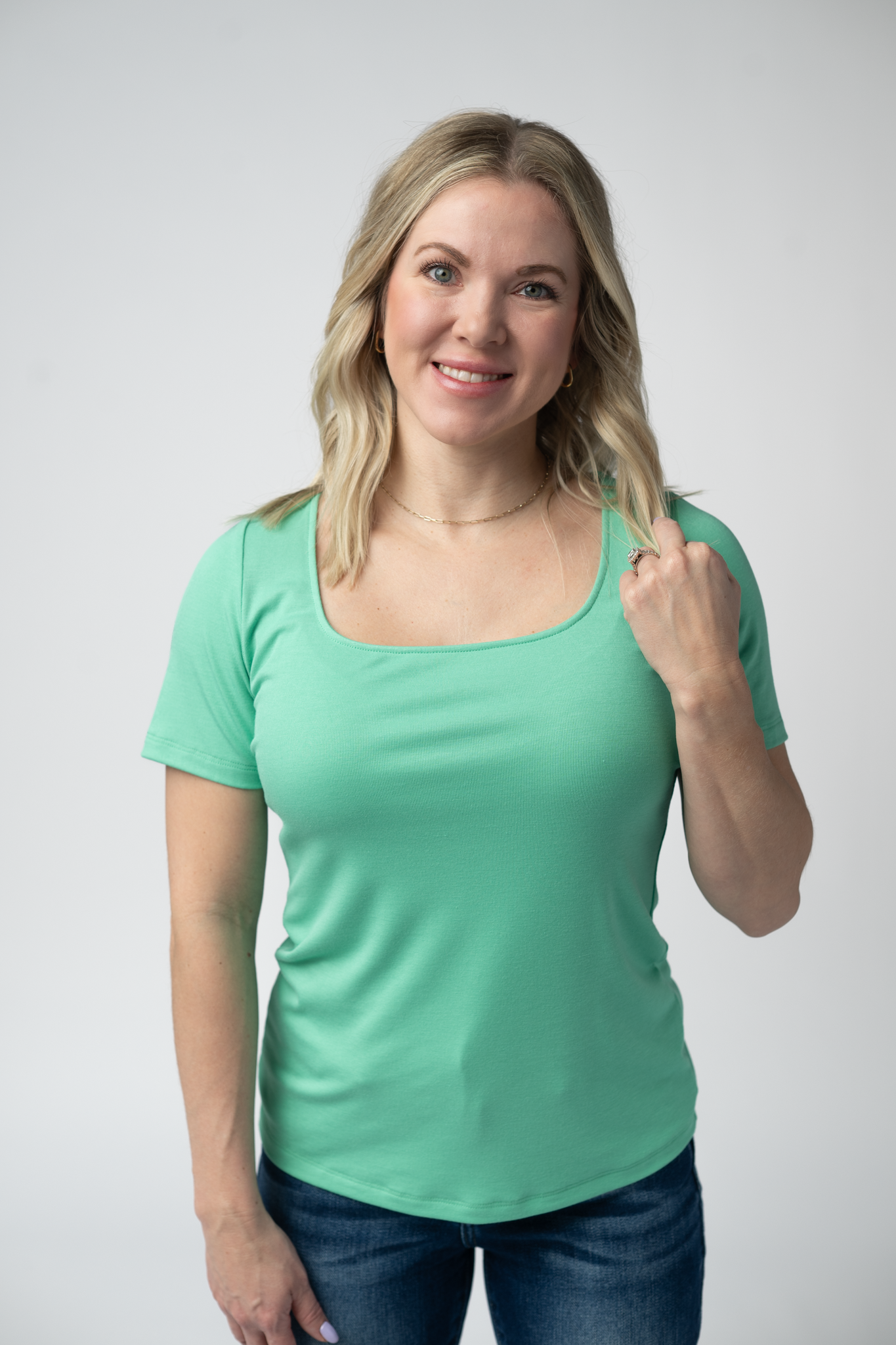 Michelle Mae Short Sleeve Alyssa Top - Aquamarine