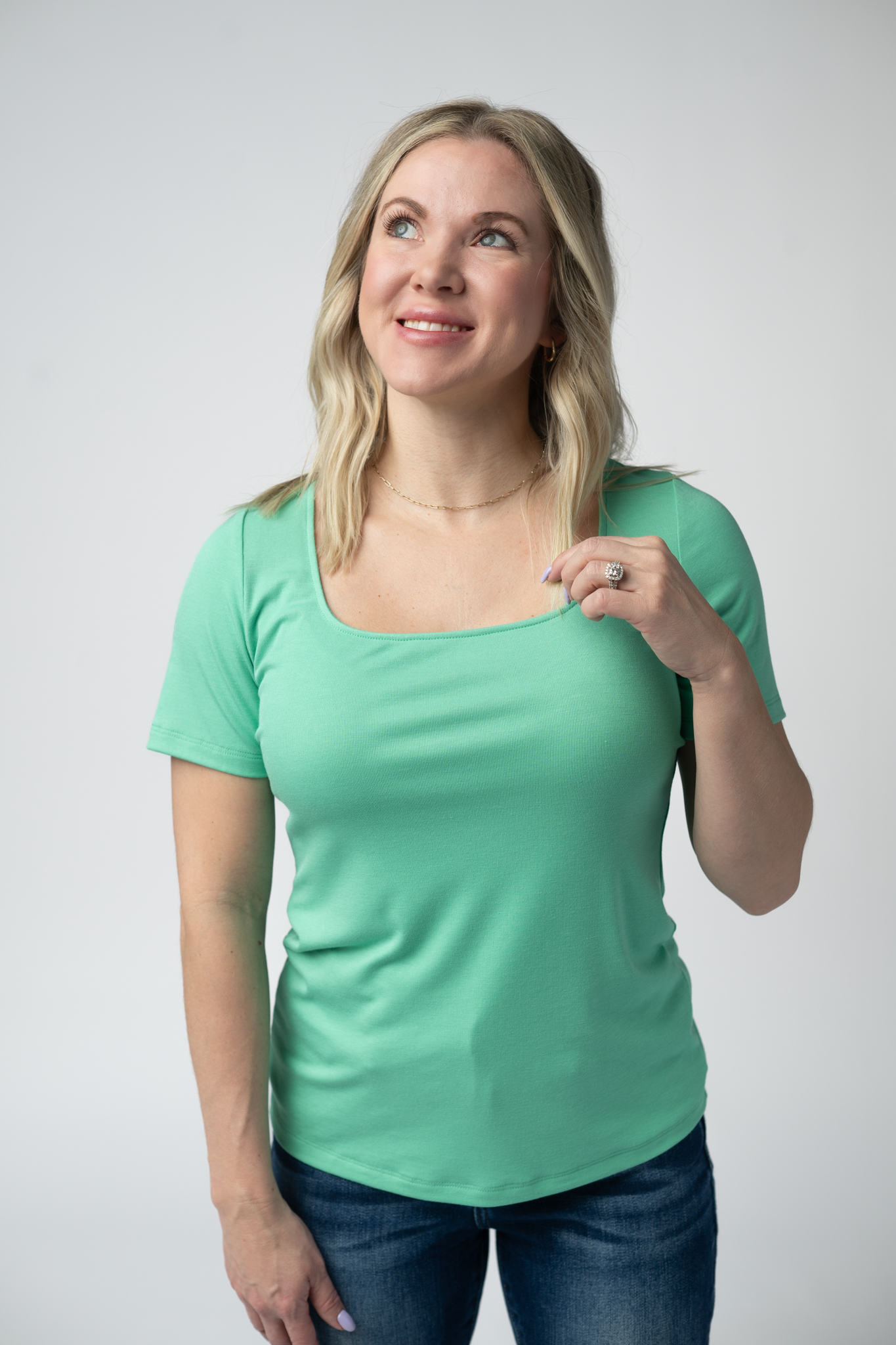 Michelle Mae Short Sleeve Alyssa Top - Aquamarine