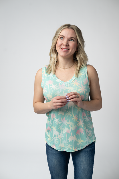 Michelle Mae Noelle Tank - Aqua Palm