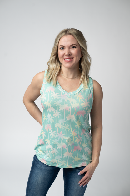 Michelle Mae Noelle Tank - Aqua Palm
