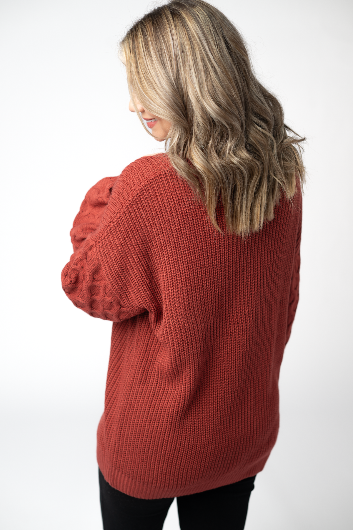 Michelle Mae Talina Textured Sweater - Brick