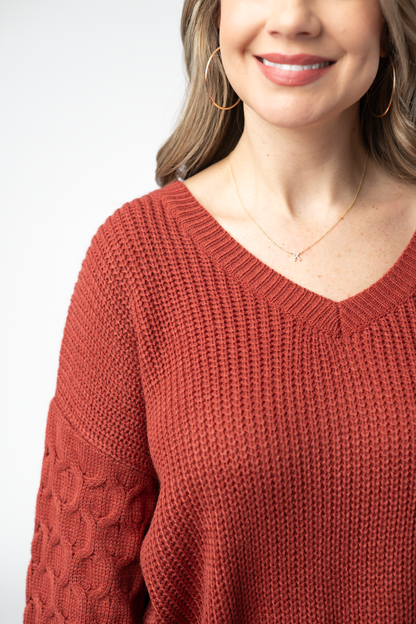 Michelle Mae Talina Textured Sweater - Brick