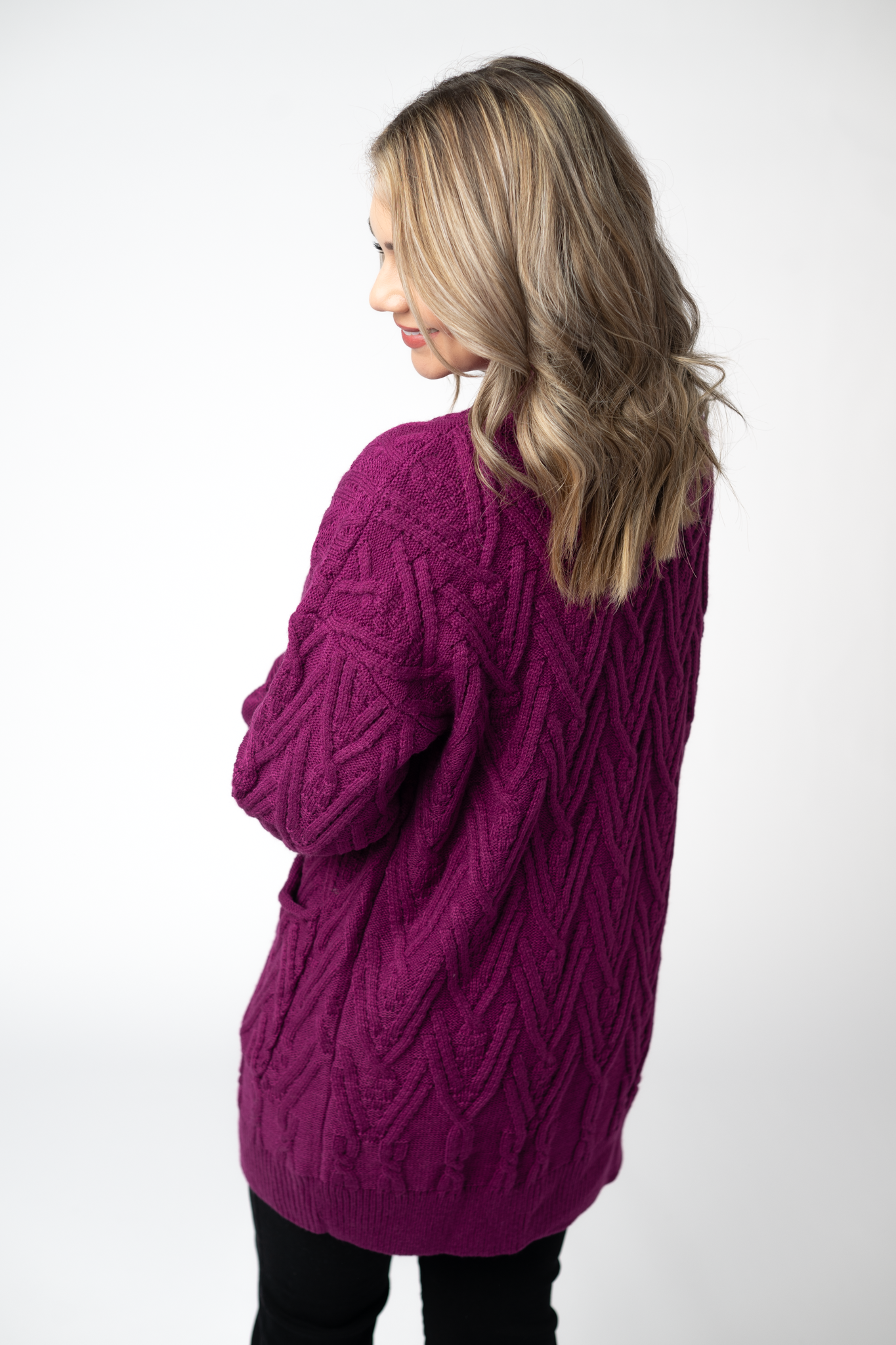 Michelle Mae Brooks Button Sweater Cardigan - Magenta