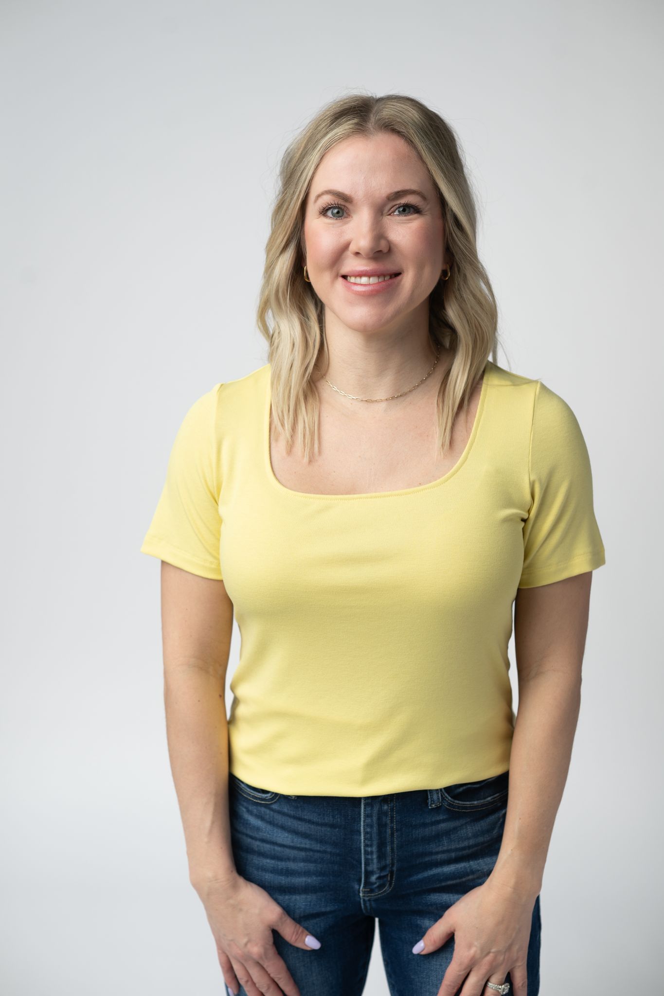Michelle Mae Short Sleeve Alyssa Top - Yellow