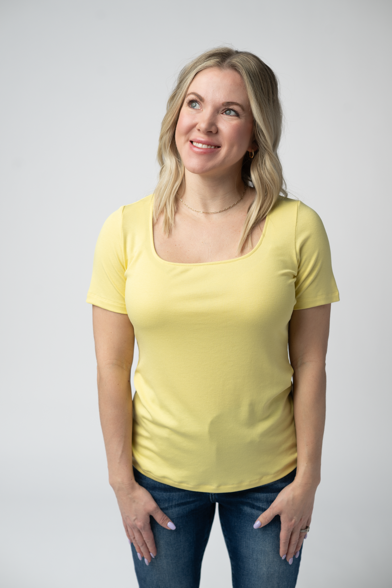 Michelle Mae Short Sleeve Alyssa Top - Yellow