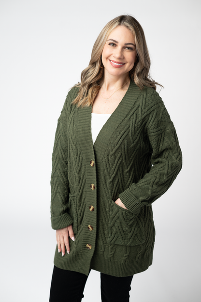 Michelle Mae Brooks Button Sweater Cardigan - Olive