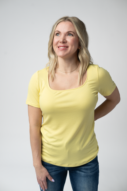 Michelle Mae Short Sleeve Alyssa Top - Yellow
