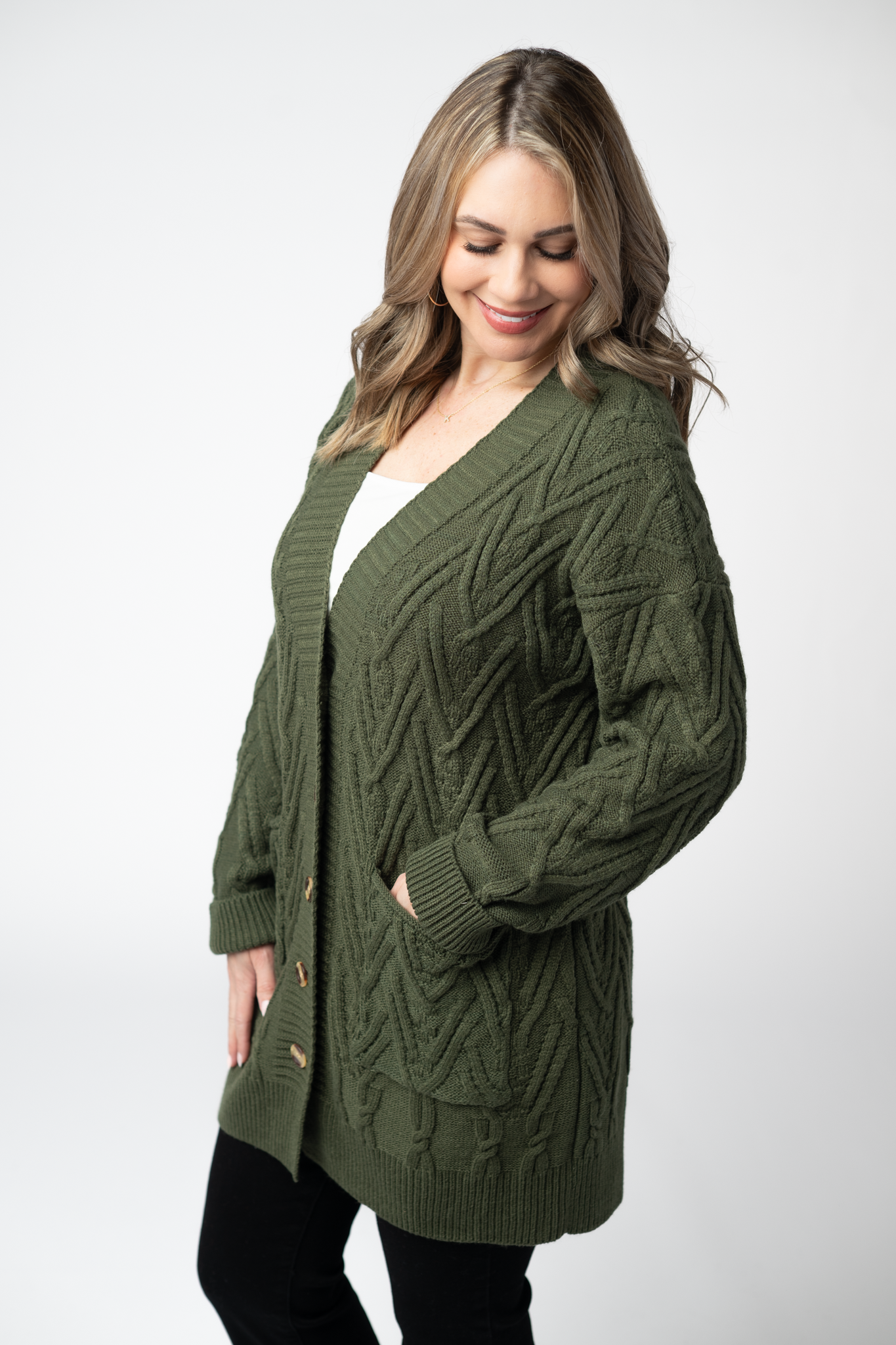 Michelle Mae Brooks Button Sweater Cardigan - Olive