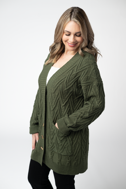 Michelle Mae Brooks Button Sweater Cardigan - Olive