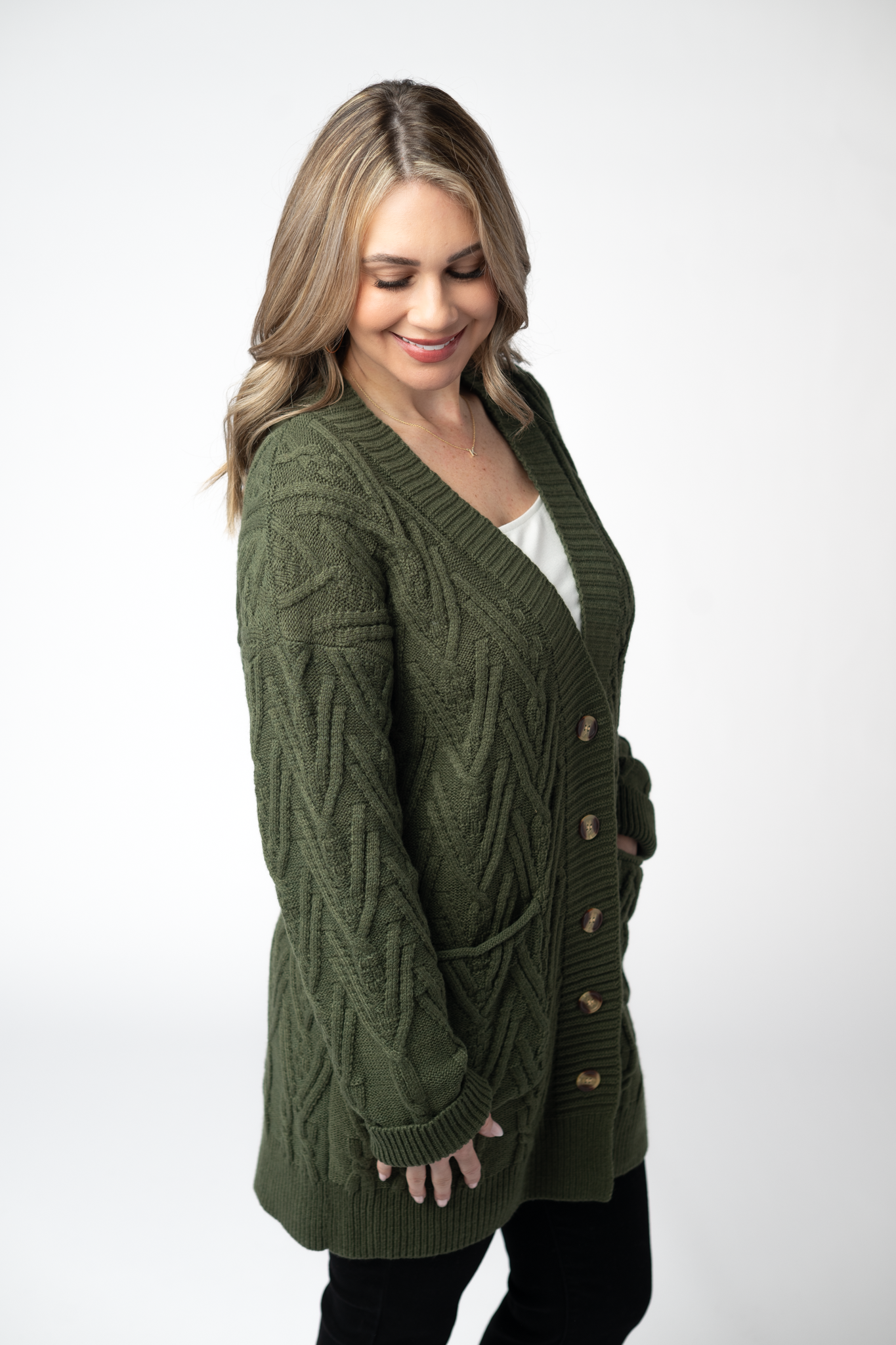 Michelle Mae Brooks Button Sweater Cardigan - Olive