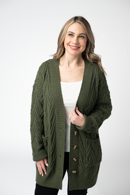Michelle Mae Brooks Button Sweater Cardigan - Olive