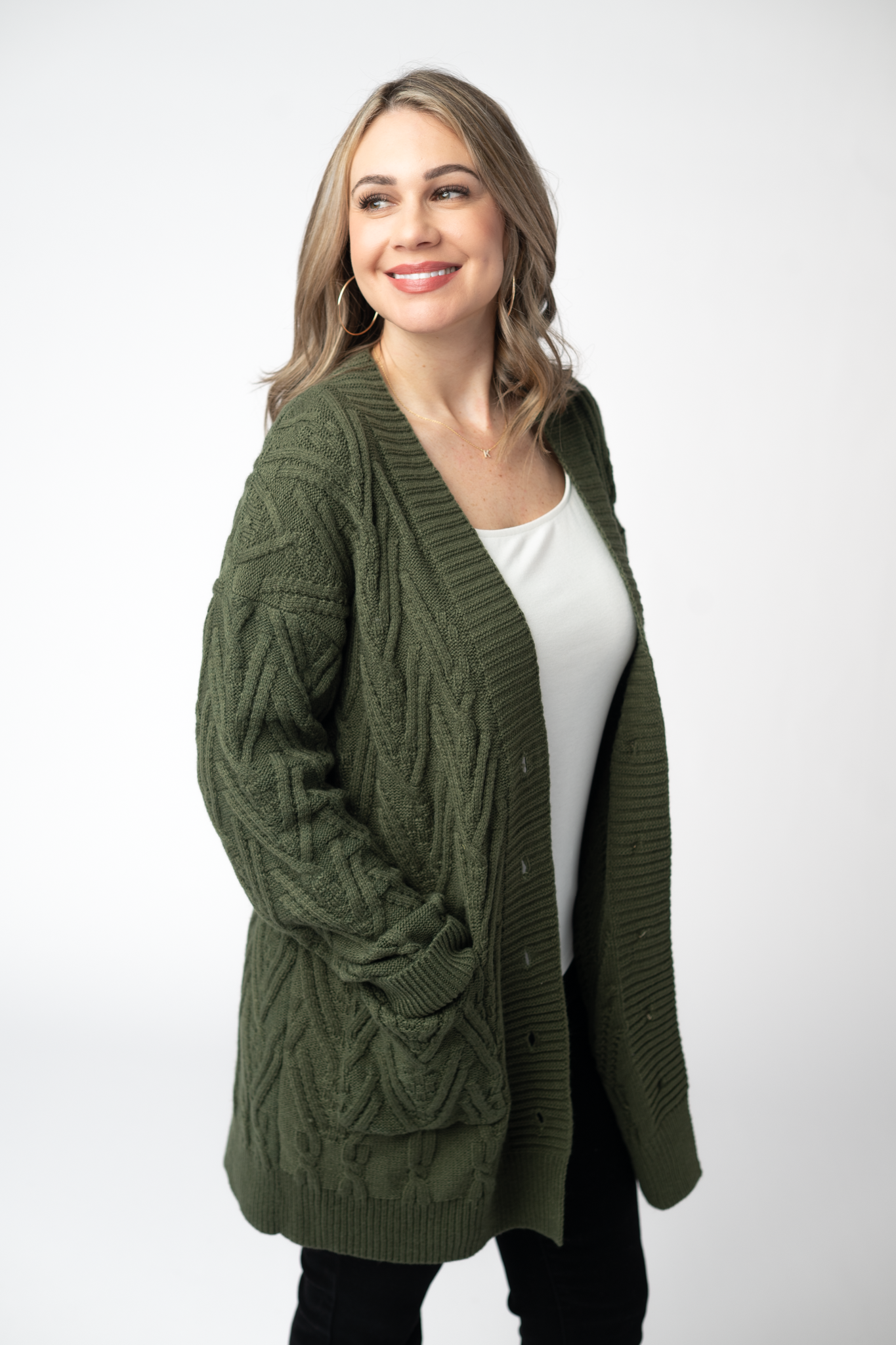 Michelle Mae Brooks Button Sweater Cardigan - Olive