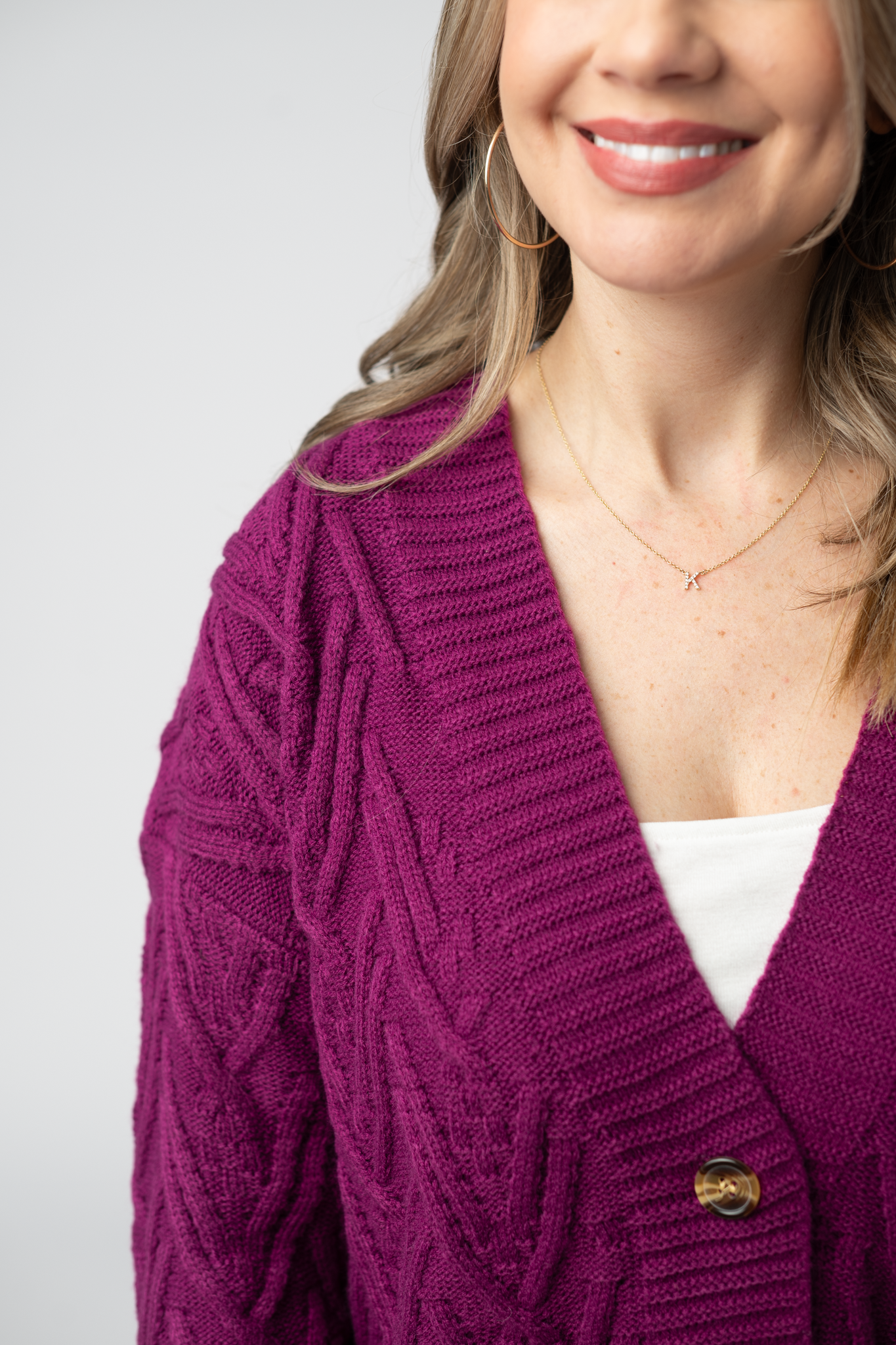 Michelle Mae Brooks Button Sweater Cardigan - Magenta