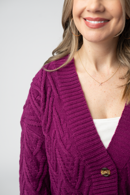 Michelle Mae Brooks Button Sweater Cardigan - Magenta