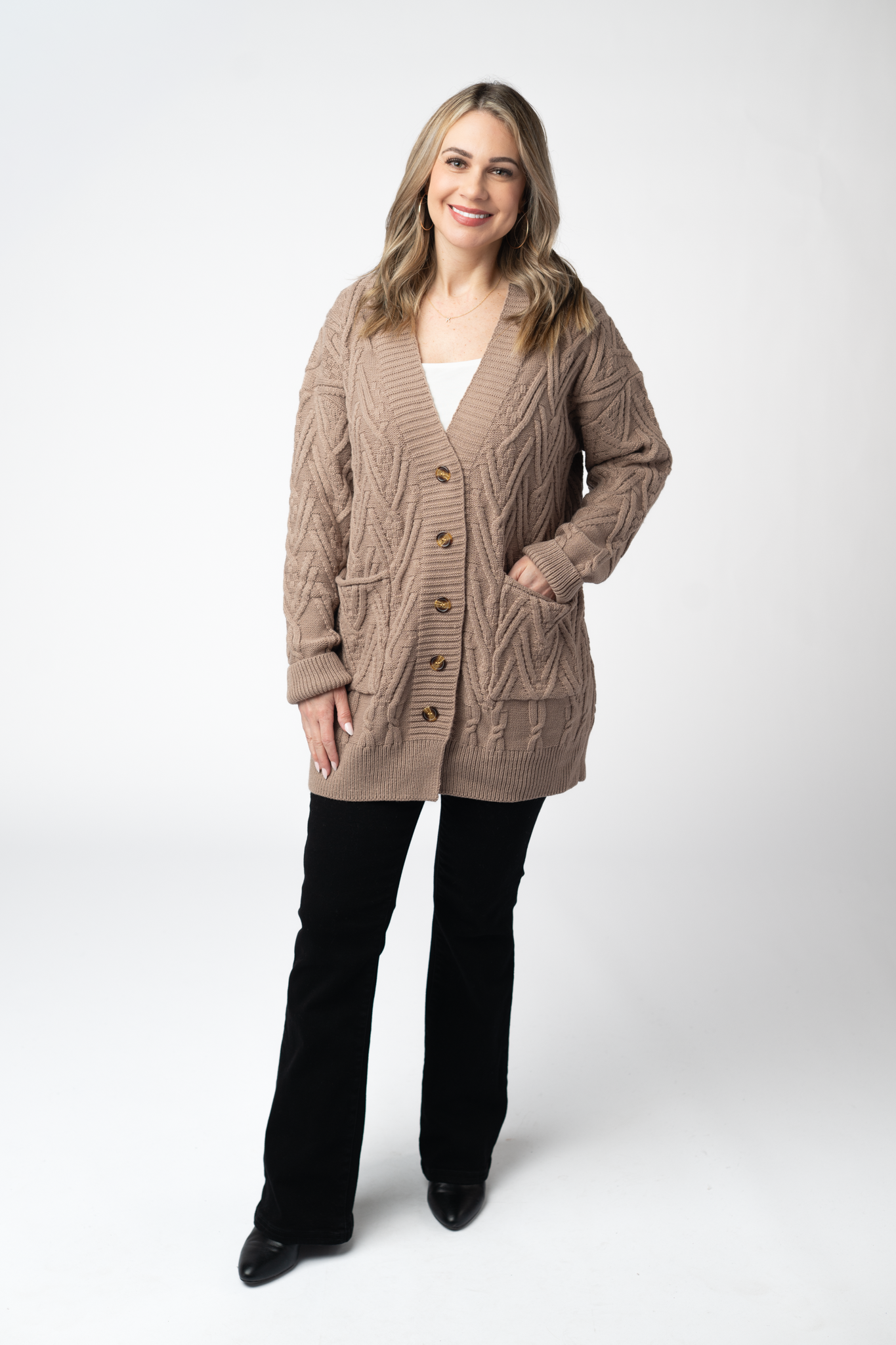 Michelle Mae Brooks Button Sweater Cardigan - Mocha