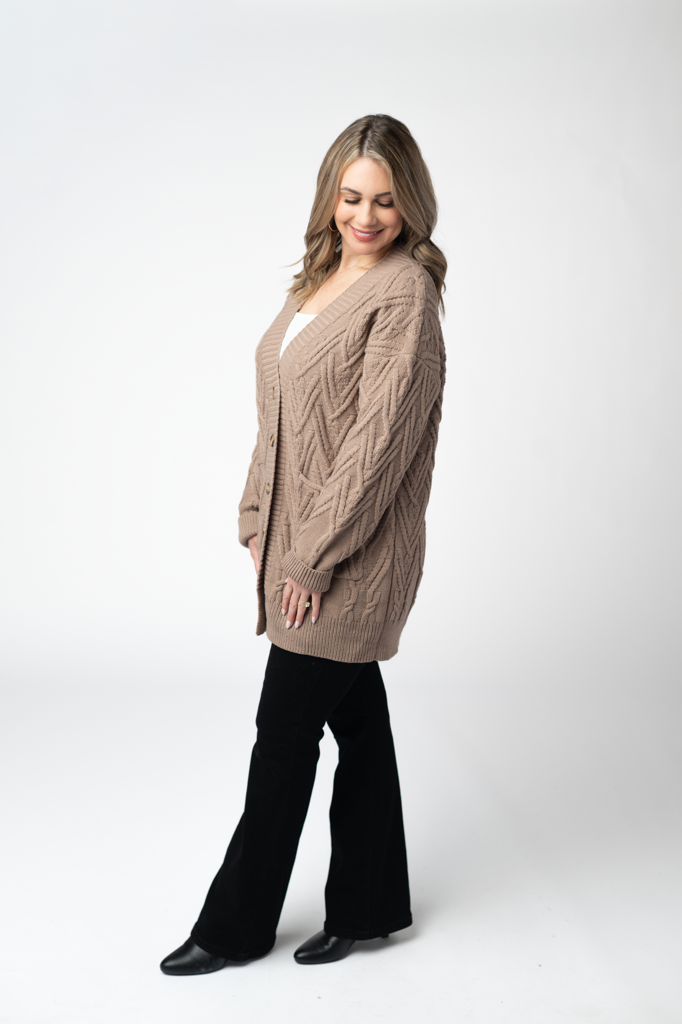 Michelle Mae Brooks Button Sweater Cardigan - Mocha