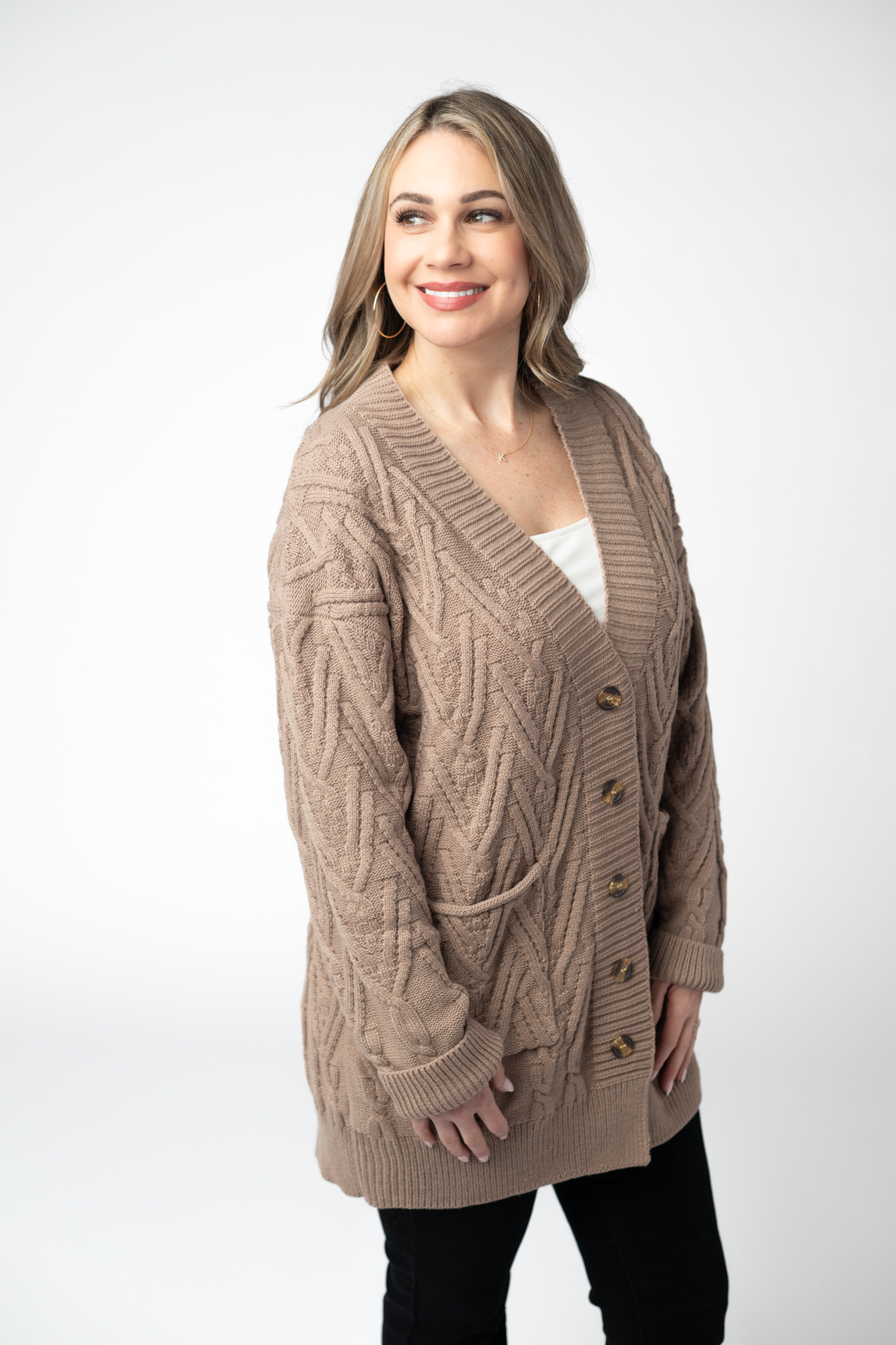 Michelle Mae Brooks Button Sweater Cardigan - Mocha