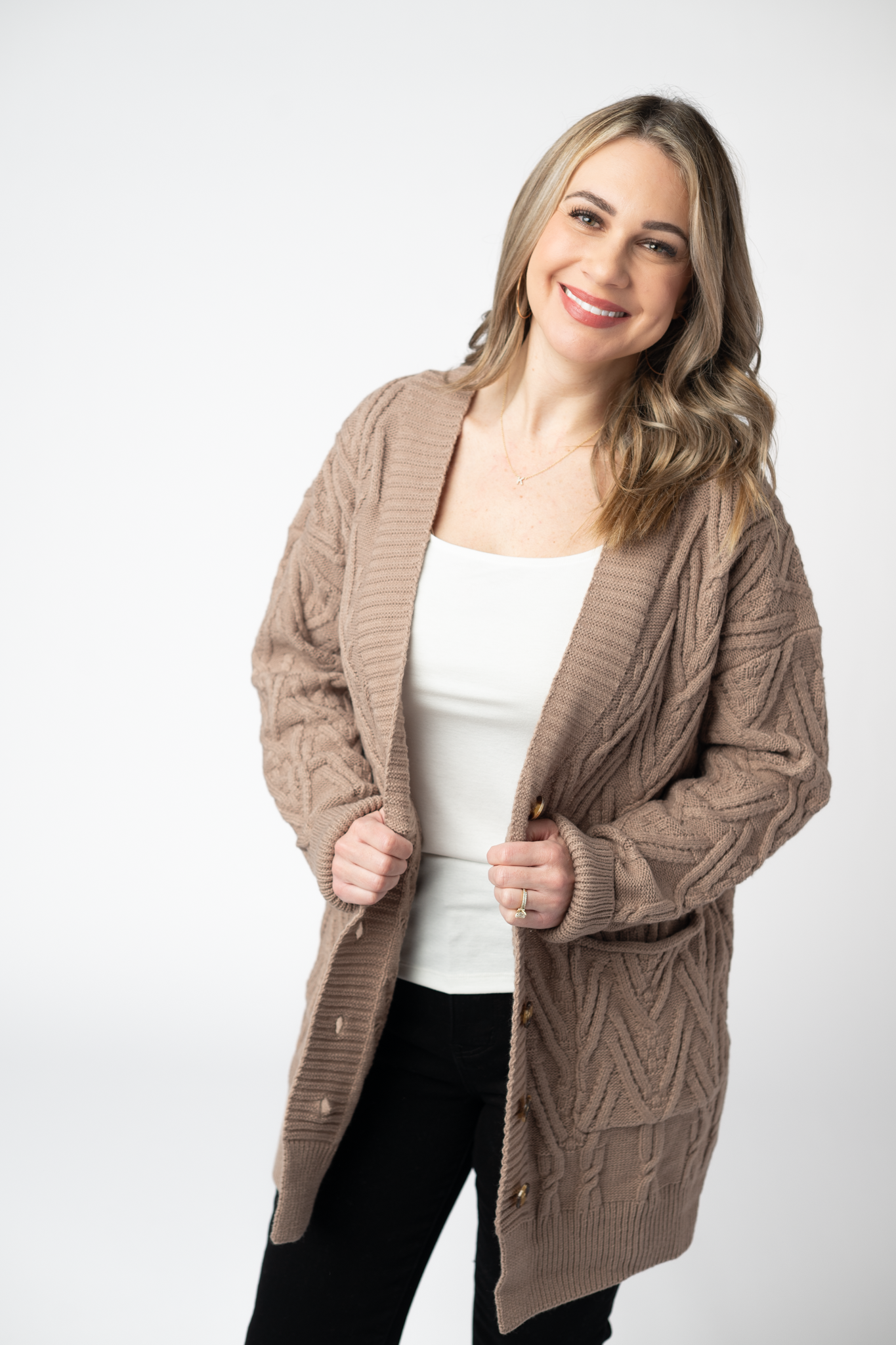 Michelle Mae Brooks Button Sweater Cardigan - Mocha