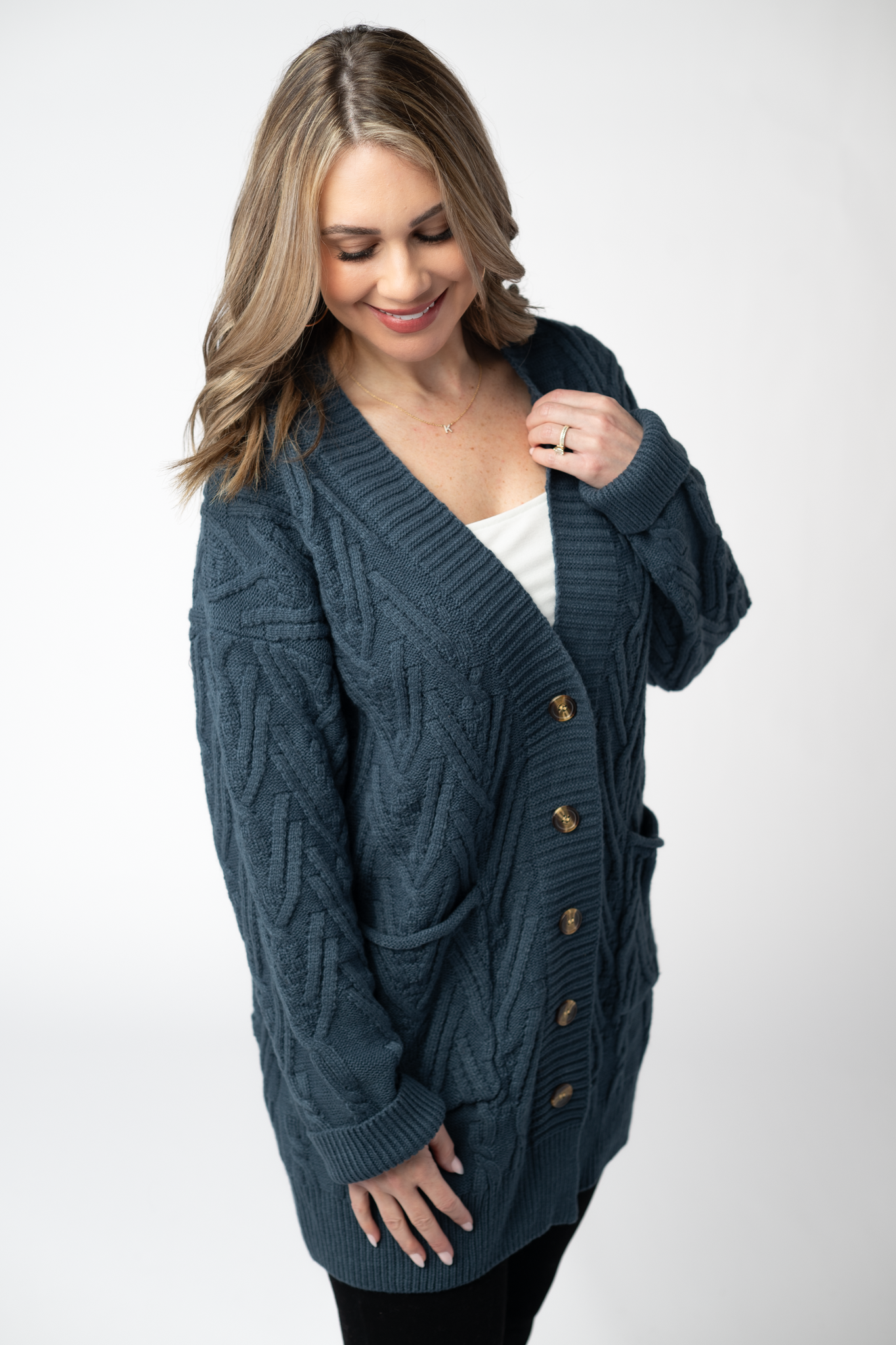 Michelle Mae Brooks Button Sweater Cardigan - Navy