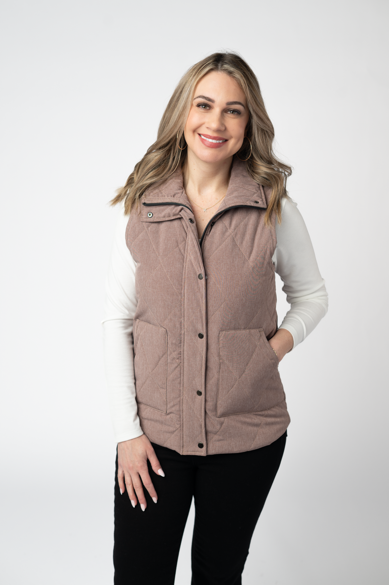 Michelle Mae Remy Zip Up Vest - Chestnut