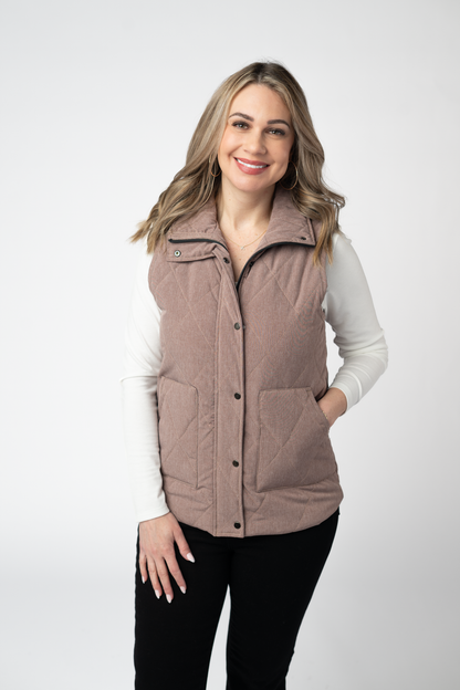 Michelle Mae Remy Zip Up Vest - Chestnut