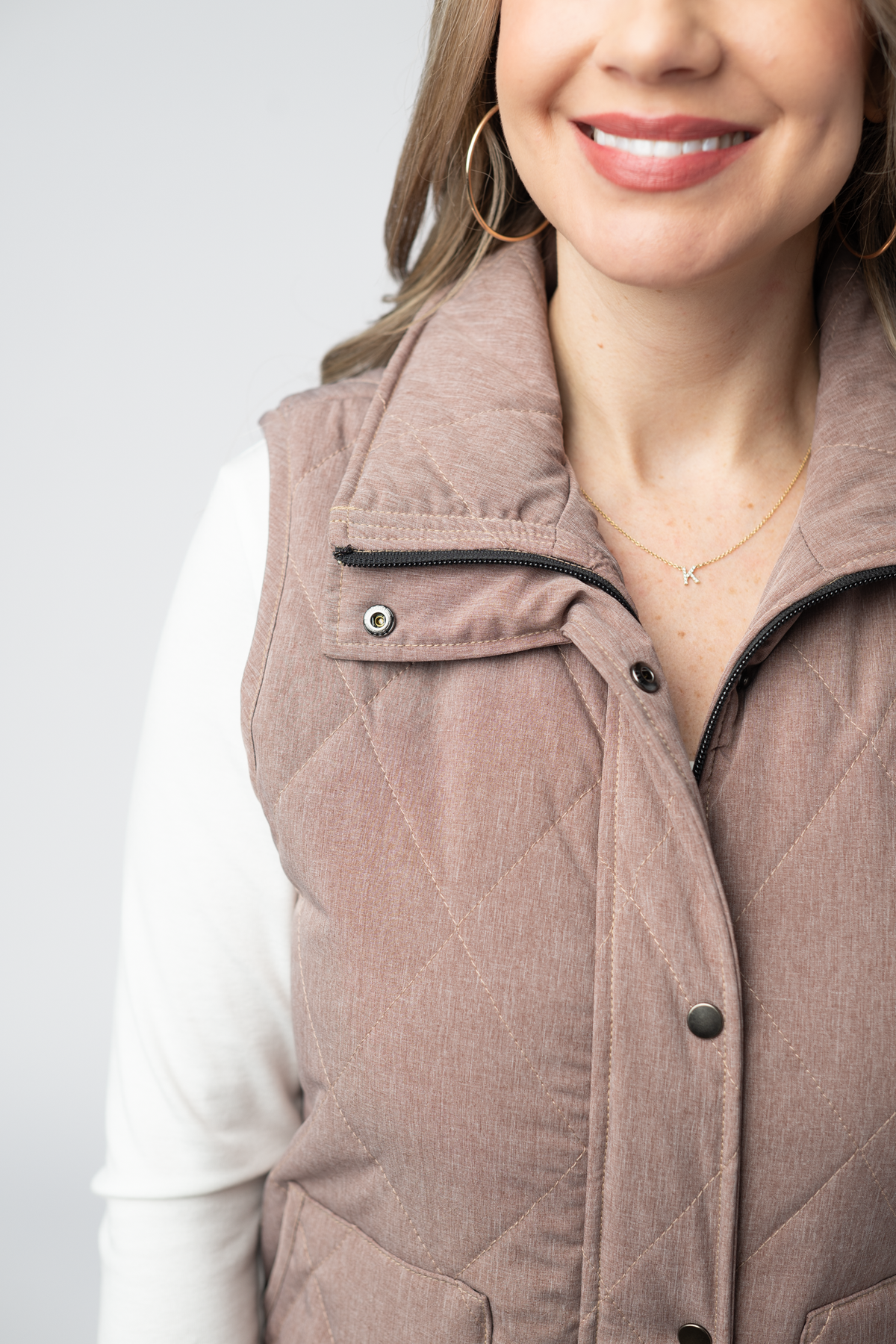 Michelle Mae Remy Zip Up Vest - Chestnut