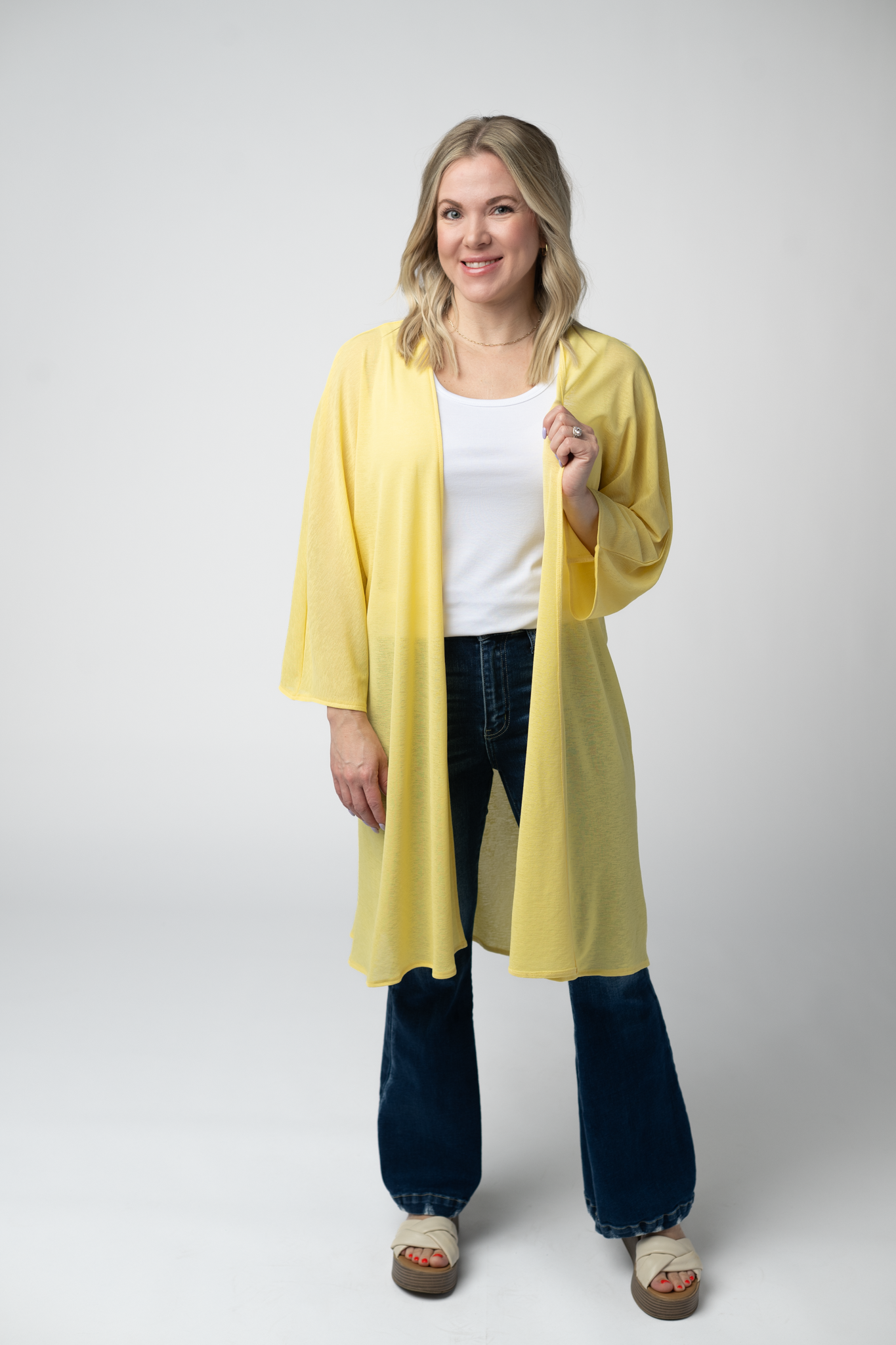 Michelle Mae Ellie Cover-Up Kimono - Lemon
