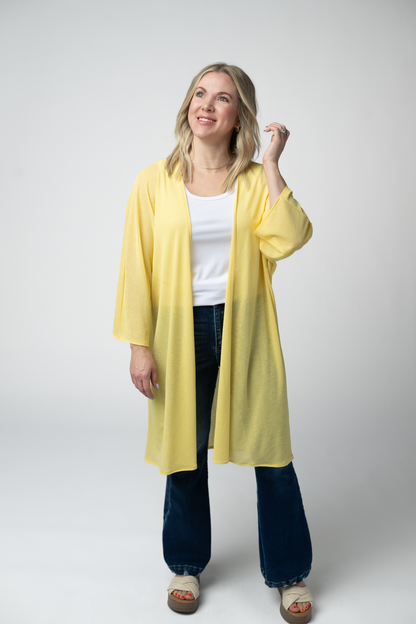 Michelle Mae Ellie Cover-Up Kimono - Lemon